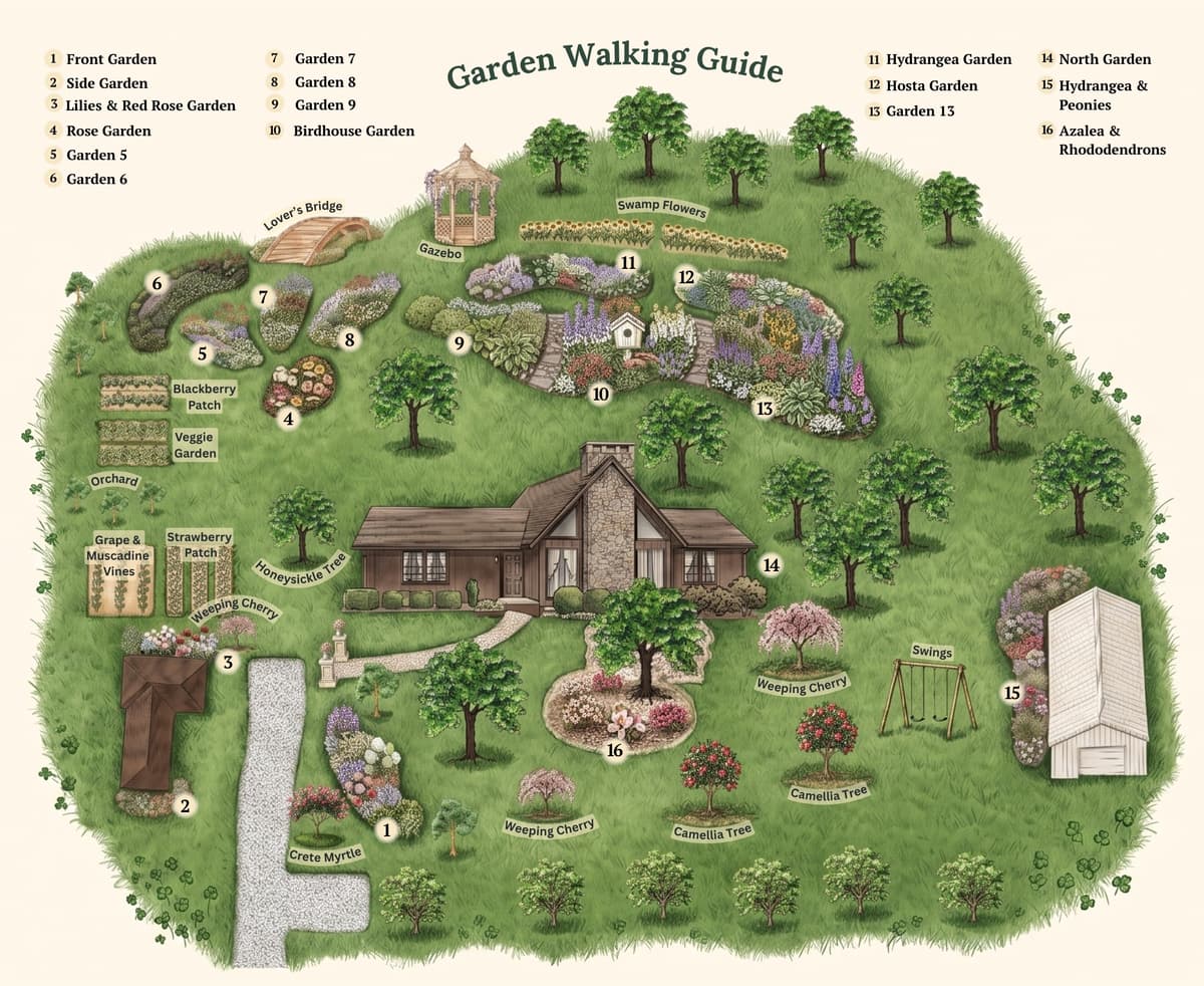 Linda's Flower Garden Walking Map