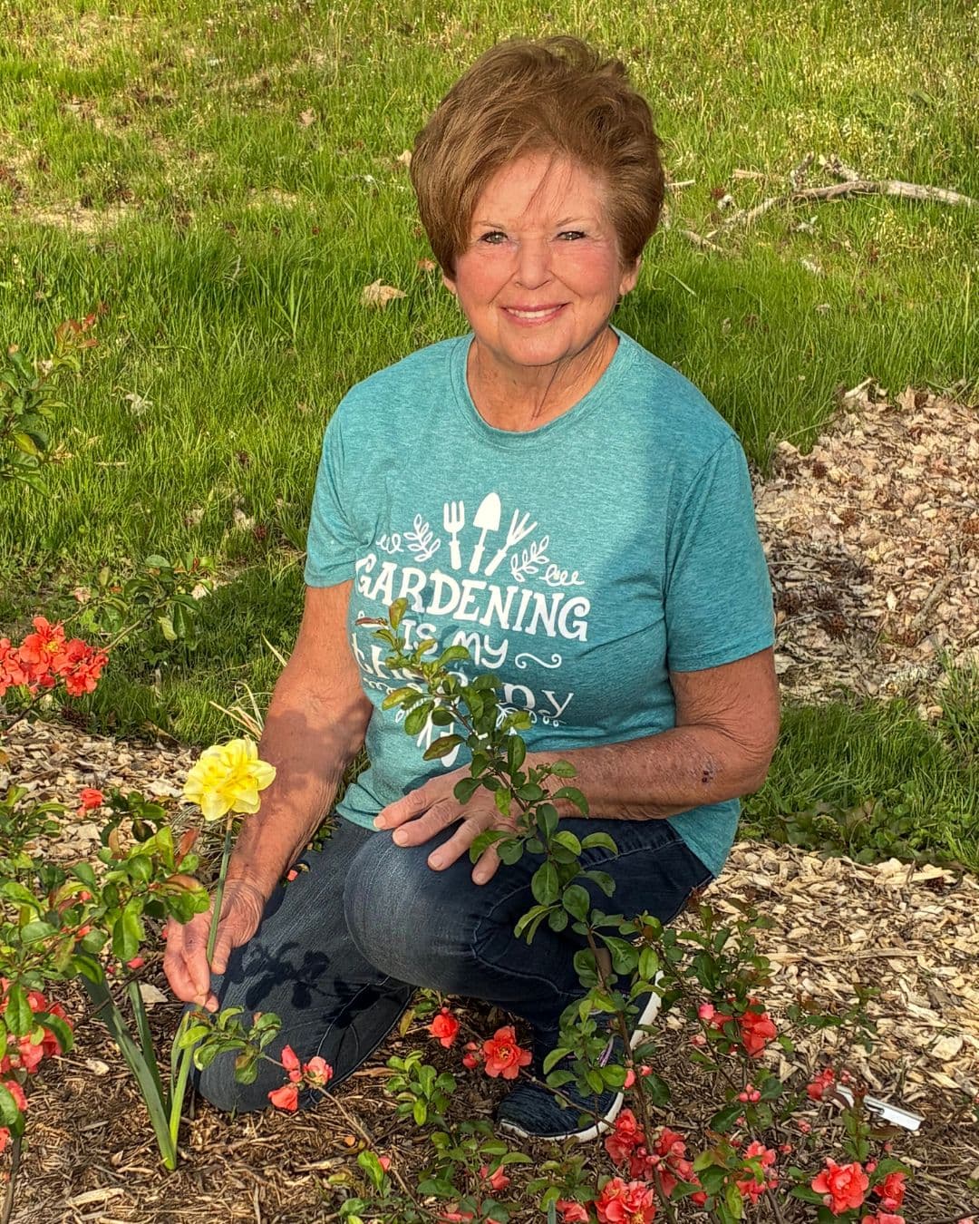 Linda in her garden